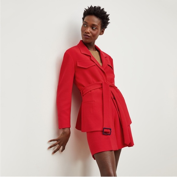 MM LaFleur Emalis Belted Blazer Jacket in Poppy Size 8